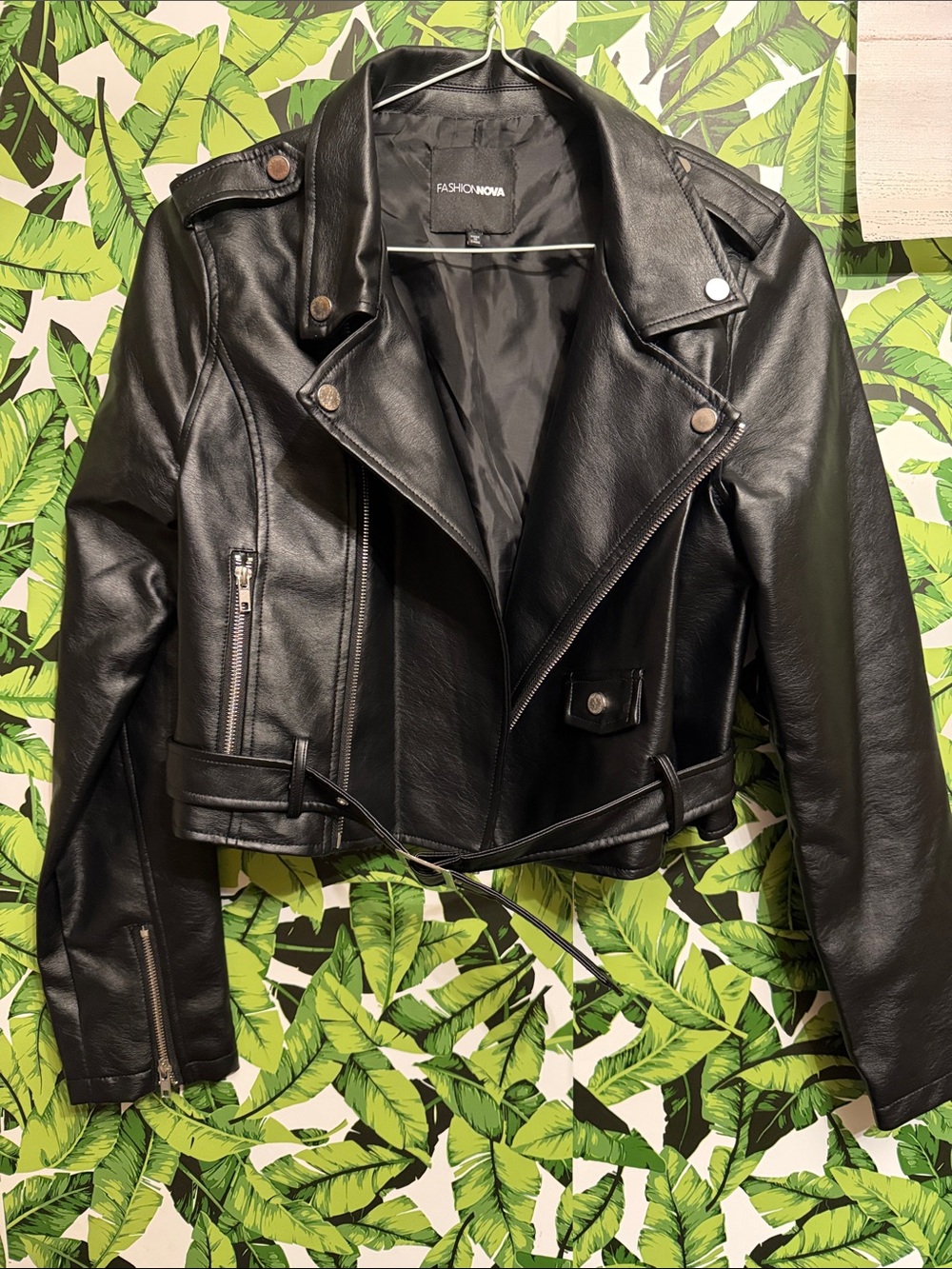 Fashion Nova Black Faux Leather Biker Jacket